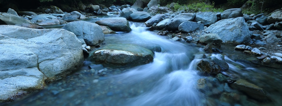 Water flowing through a river landscape